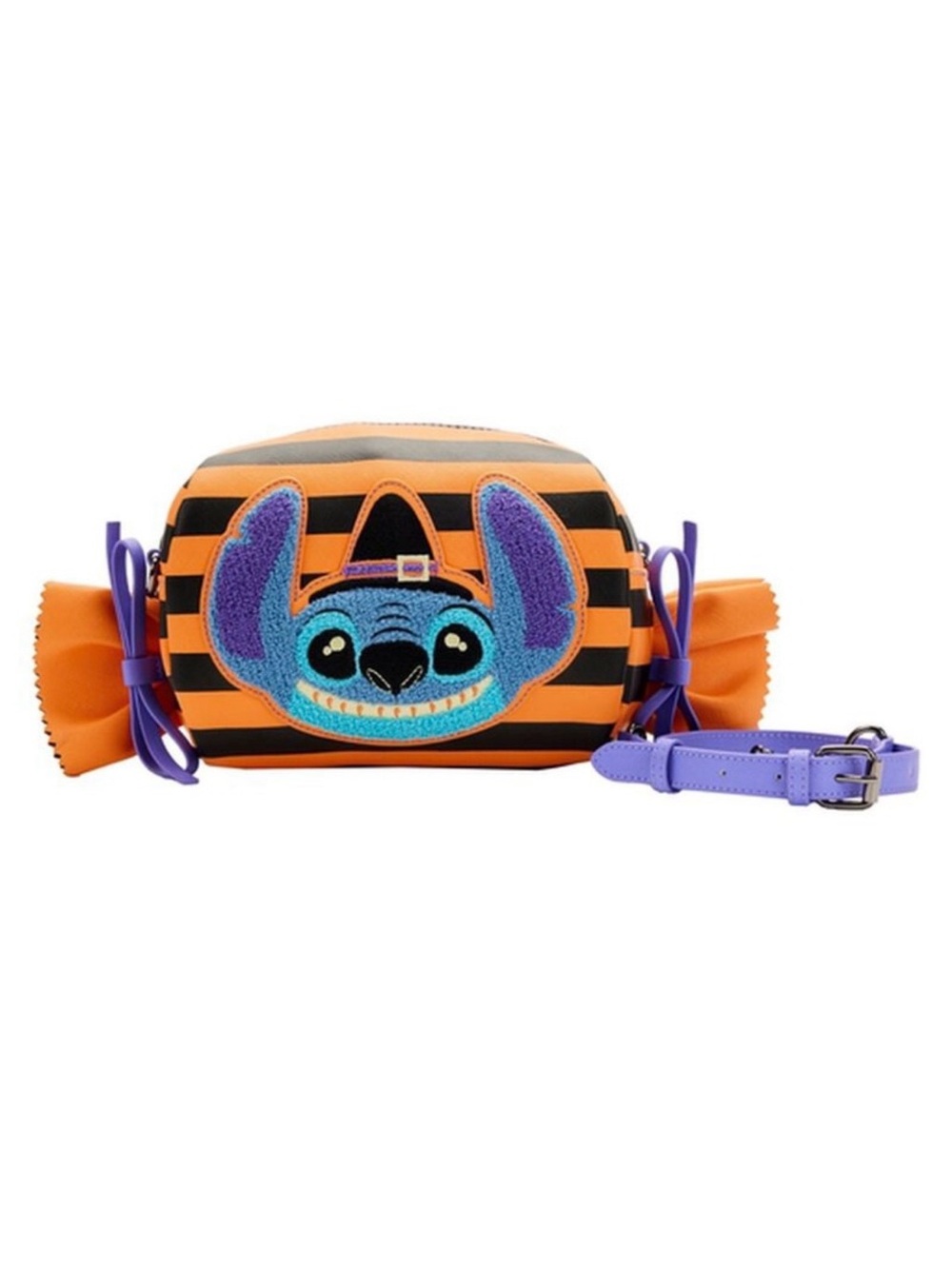 Loungefly- Disney- Stitch Striped Halloween Candy Wrapper Crossbody Bag